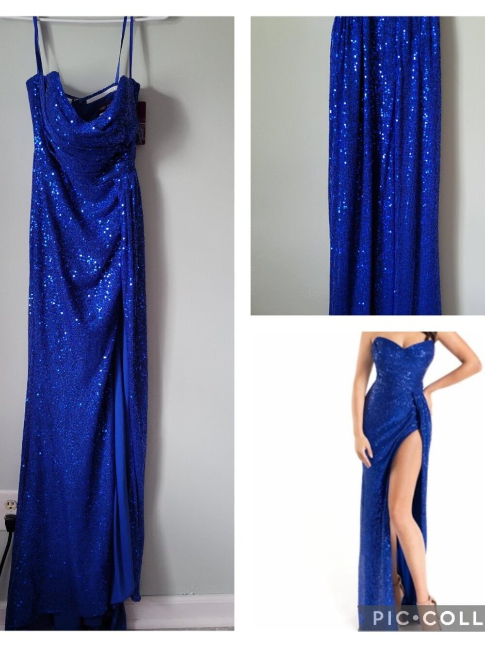 Abby Paris Formal Dress Women's 2 Blue Sequin Strapless Prom Pageant NWT